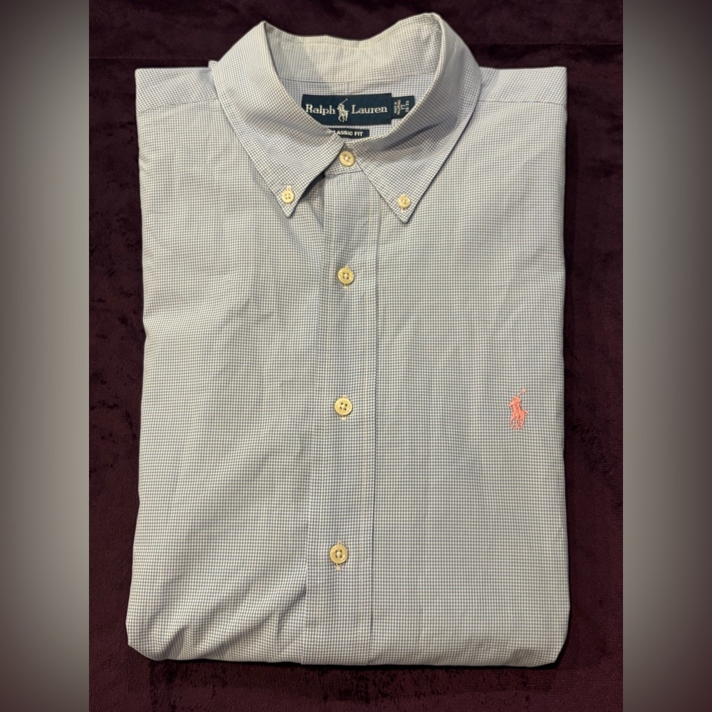 Ralph Lauren Men’s Light Blue Classic Fit Button-Down Shirt 17 - Picture 2 of 10